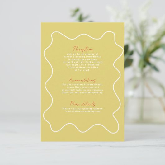 Moderne farbenfrohe Fun Retro Hochzeitskarte RSVP Karte (Stehend Vorderseite)