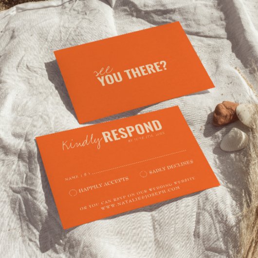 Moderne farbenfrohe Fun Retro Whimsical Wedding RSVP Karte