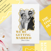 Moderne, farbenfrohe, funky-gelbe Hochzeit