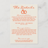 Moderne, farbenfrohe Funky Retro Fun Wedding Detai Begleitkarte (Vorderseite)