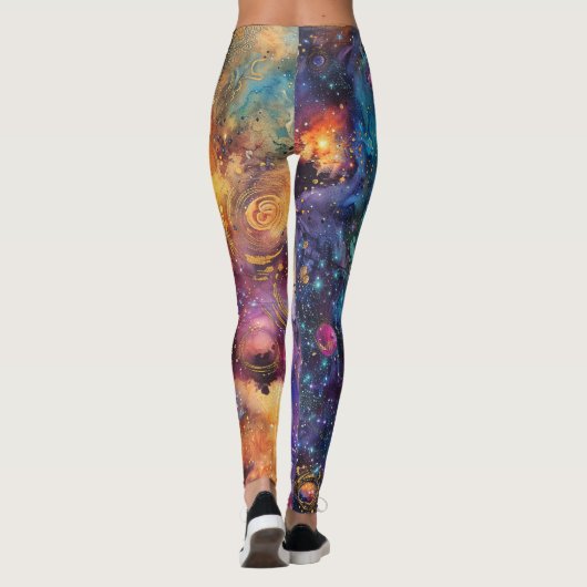 Moderne farbenfrohe Galaxie Celestial Leggings (Rückseite)