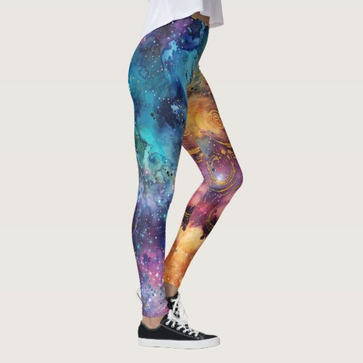 Moderne farbenfrohe Galaxie Celestial Leggings (Rechts)