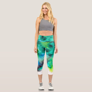 Moderne farbenfrohe gefärbte Krawatte blau grün fa Capri Leggings