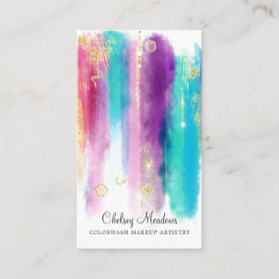 Moderne farbenfrohe gemalte Pinselstriche Glitter Visitenkarte