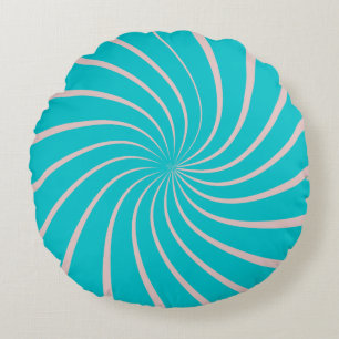 Moderne farbenfrohe geometrische blaue rosa trendi rundes kissen