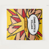 Moderne farbenfrohe geometrische Comic Hochzeit Wandteppich (Vorderseite (Horizontal))