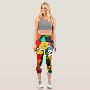 Moderne farbenfrohe geometrische Dreiecke Capri Leggings