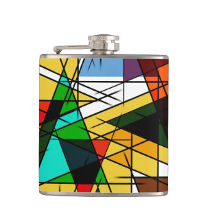 Moderne farbenfrohe geometrische Dreiecke Flachmann