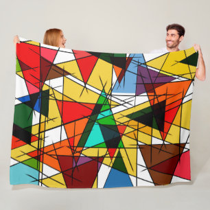 Moderne farbenfrohe geometrische Dreiecke Fleecedecke