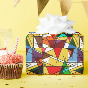 Moderne farbenfrohe geometrische Dreiecke Geschenkpapier