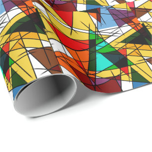Moderne farbenfrohe geometrische Dreiecke Geschenkpapier
