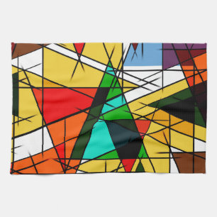 Moderne farbenfrohe geometrische Dreiecke Geschirrtuch