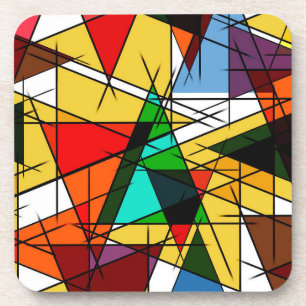 Moderne farbenfrohe geometrische Dreiecke Getränkeuntersetzer