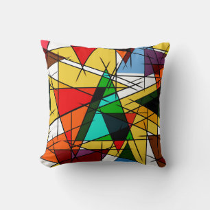 Moderne farbenfrohe geometrische Dreiecke Kissen