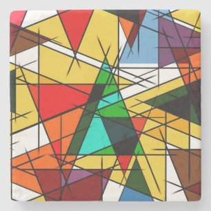 Moderne farbenfrohe geometrische Dreiecke Steinuntersetzer