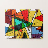 Moderne farbenfrohe geometrische Dreiecksform Puzzle (Horizontal)