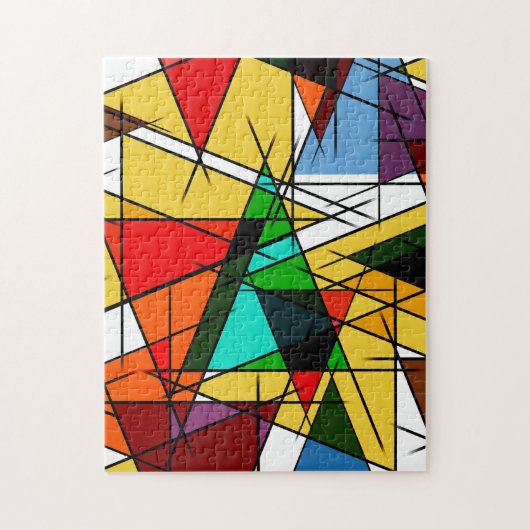 Moderne farbenfrohe geometrische Dreiecksform Puzzle (Vertikal)