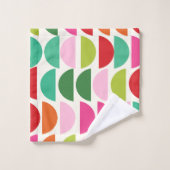 Moderne, farbenfrohe geometrische Formen Badhandtuch Set (Waschlappen)