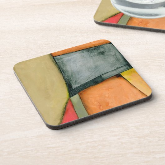 Moderne, farbenfrohe geometrische Formen Getränkeuntersetzer (Linke Seite)