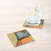 Moderne, farbenfrohe geometrische Formen Rechteckiger Pappuntersetzer (Vor Ort)