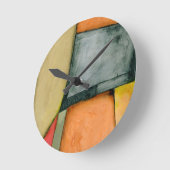 Moderne, farbenfrohe geometrische Formen Runde Wanduhr (Winkel)