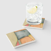 Moderne, farbenfrohe geometrische Formen Steinuntersetzer (Seitenansicht)