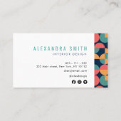 moderne, farbenfrohe geometrische Inneneinrichtung Visitenkarte (Rückseite)