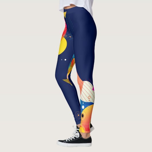 Moderne farbenfrohe geometrische künstlerische Zus Leggings (Links)