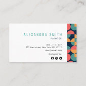 moderne, farbenfrohe geometrische Mustermalerin Visitenkarte (Rückseite)