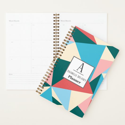 Moderne farbenfrohe, geometrische Personalisierte Planer (Anzeige)