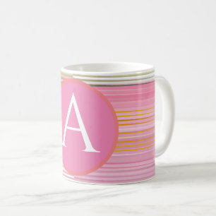 Moderne, farbenfrohe gestreift mit Monogramm Kaffeetasse