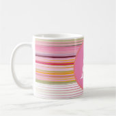 Moderne, farbenfrohe gestreift mit Monogramm Kaffeetasse (Links)