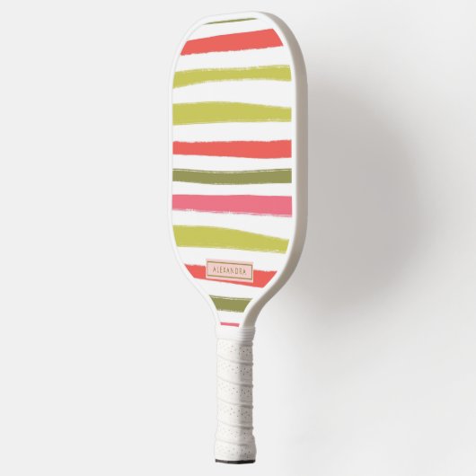 Moderne farbenfrohe Girly Strip Pickleball Schläger (Links)