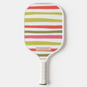 Moderne farbenfrohe Girly Strip Pickleball Schläger (Rückseite)