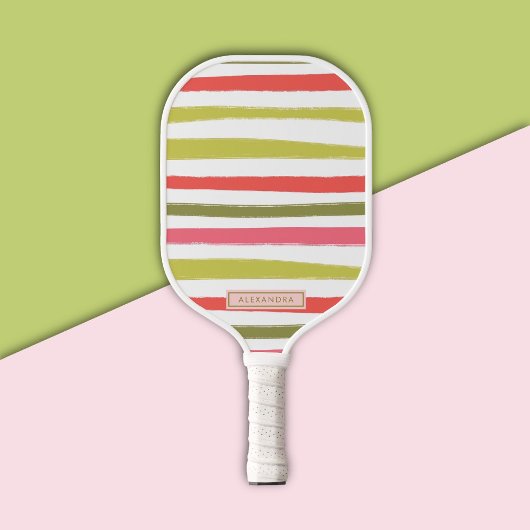 Moderne farbenfrohe Girly Strip Pickleball Schläger