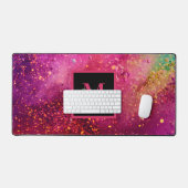 Moderne farbenfrohe Glitter-Monogramm-Name Schreibtischunterlage (Tastatur & Maus)