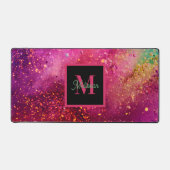 Moderne farbenfrohe Glitter-Monogramm-Name Schreibtischunterlage (Vorderseite)