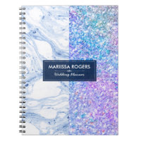 Moderne farbenfrohe Glitter Weiß & Blau Marmor