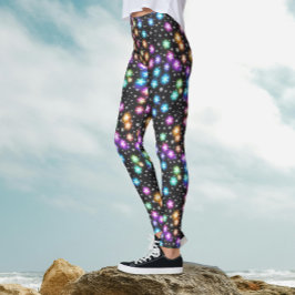 Moderne farbenfrohe Glühschneeflocken Weihnachten  Leggings