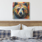 Moderne, farbenfrohe Grizzlybären Kunst Leinwanddruck (Insitu (Schlafzimmer))