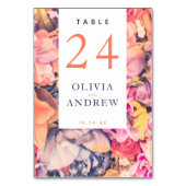 Moderne farbenfrohe, große blumengeschmückte Hochz Tischnummer (Vorderseite)