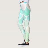 Moderne farbenfrohe grüne Meerjungfrau Nahtloses M Leggings (Links)