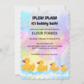 Moderne, farbenfrohe Gummi Duckies Babydusche Einladung (Vorderseite)