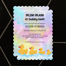 Moderne, farbenfrohe Gummi Duckies Babydusche
