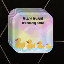Moderne, farbenfrohe Gummi Duckies Babydusche Pappteller