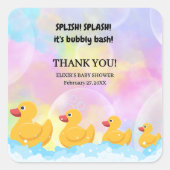 Moderne, farbenfrohe Gummi Duckies Babydusche Quadratischer Aufkleber (Vorderseite)