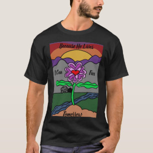 Moderne, farbenfrohe handgezeichnete Blume des Car T-Shirt