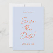 Moderne farbenfrohe handgezeichnete, helle Retro-H Save The Date (Vorderseite)