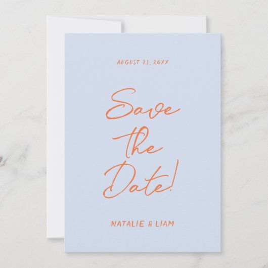 Moderne farbenfrohe handgezeichnete, helle Retro-H Save The Date (Vorderseite)