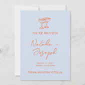 Moderne farbenfrohe handgezeichnete, helle Retro-H Save The Date (Rückseite)